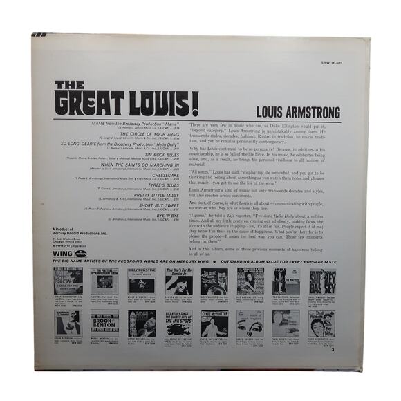 Mercury Louis Armstrong The Great Louis LP Record Vinyl SRW 16381 1968 Vintage - Picture 2 of 12